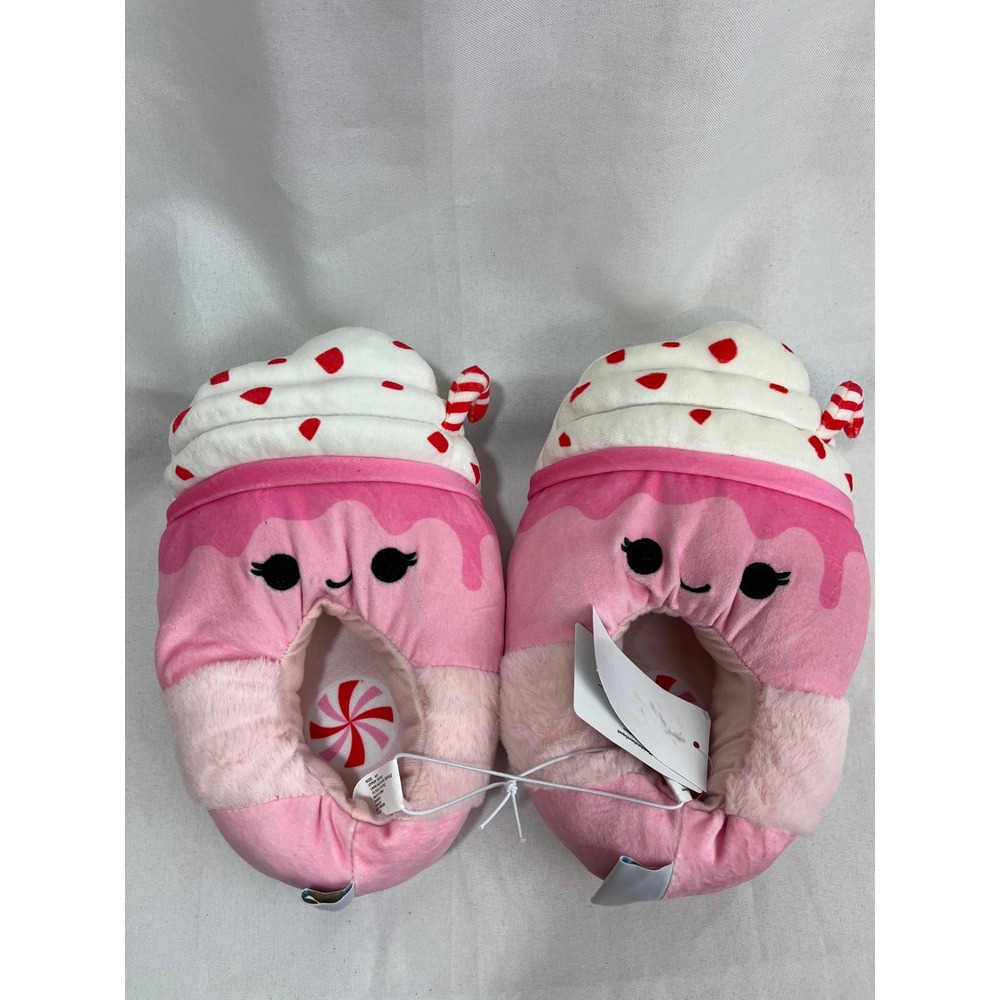 Squishmallows‎ Peppermint Pink Cupcake Plush Slippers Kids Size 4/5 Jazwares NEW